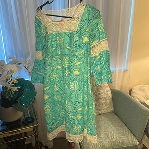 EUC Lilly Pulitzer Chapman tunic dress Shorely Blue Silver Dollar Small
